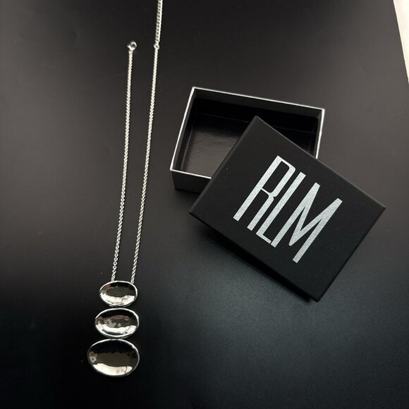 Robert Lee Morris RLM Necklace Modernist White Bronze Oval Pendant Bold QVC - Picture 11 of 11